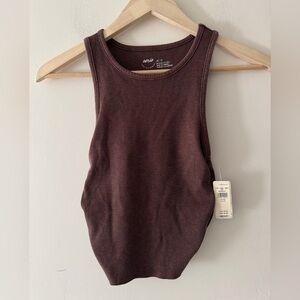 NEW!! Aerie Brown High Neck Ribbed Tank Top
